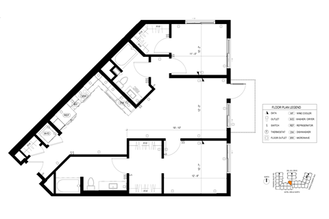 Floor plan for 2 beds, 2 baths, 1116 sqft